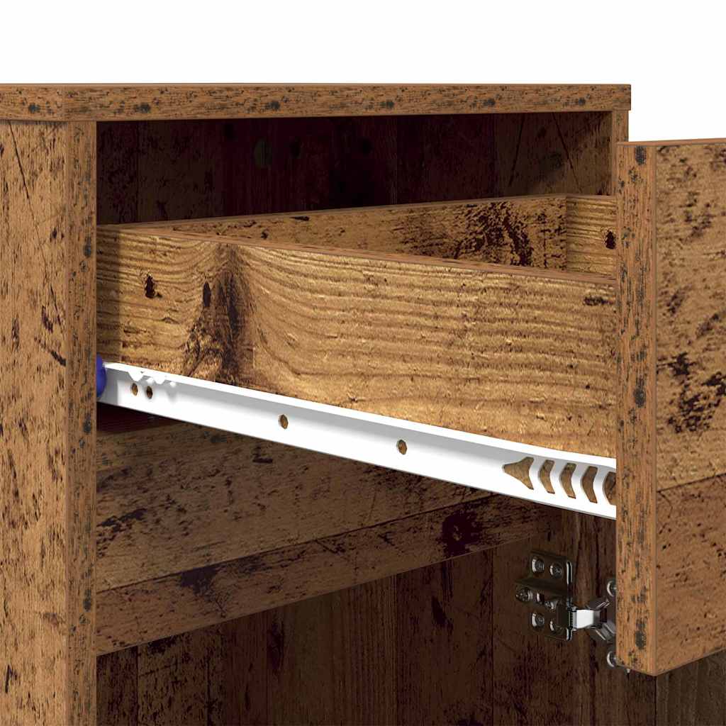 vidaXL LED Bedside Cabinet 2 pcs Old wood 38 x 34 x 61 cm