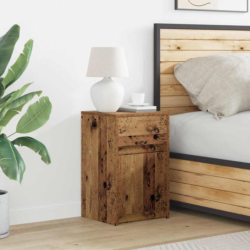vidaXL LED Bedside Cabinet 2 pcs Old wood 38 x 34 x 61 cm