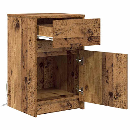 vidaXL LED Bedside Cabinet 2 pcs Old wood 38 x 34 x 61 cm