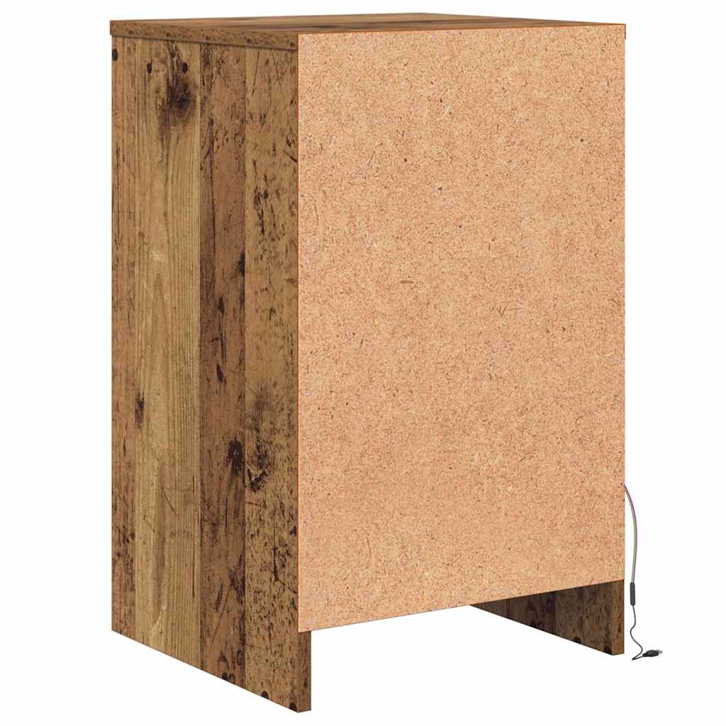 vidaXL LED Bedside Cabinet 2 pcs Old wood 38 x 34 x 61 cm