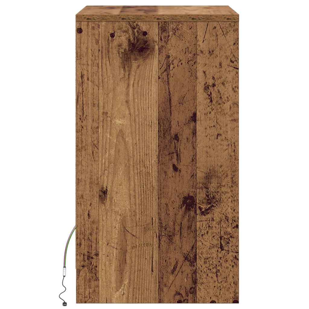 vidaXL LED Bedside Cabinet 2 pcs Old wood 38 x 34 x 61 cm