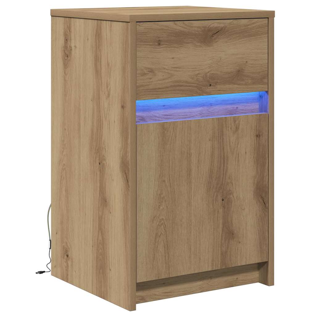 vidaXL LED Bedside Cabinet Artisan oak 38 x 34 x 61 cm Engineered wood