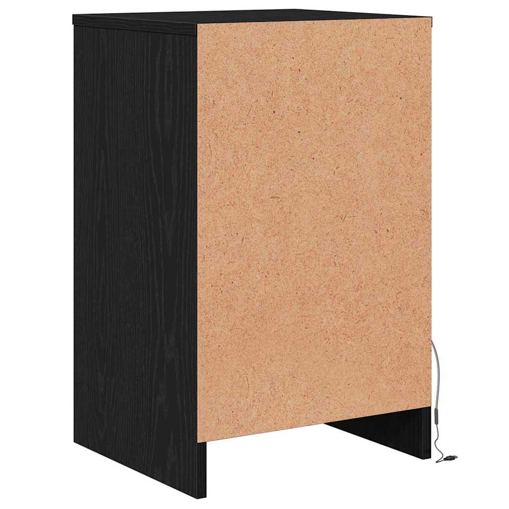 vidaXL LED Bedside Cabinet Black oak 38 x 34 x 61 cm Engineered wood