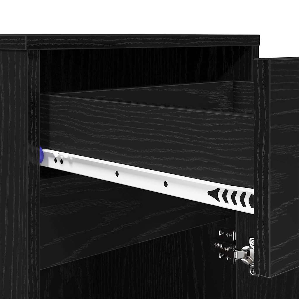 vidaXL LED Bedside Cabinet 2 pcs Black oak 38 x 34 x 61 cm