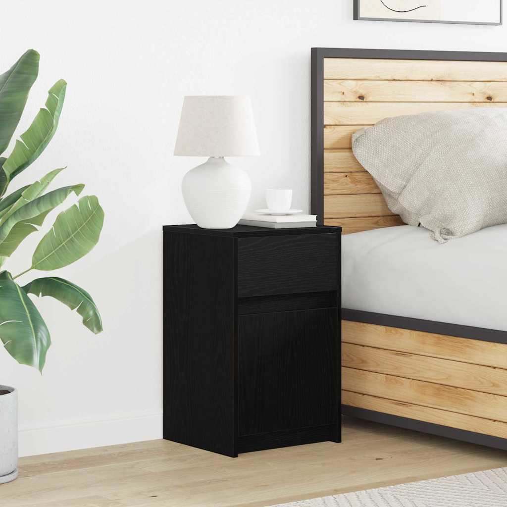 vidaXL LED Bedside Cabinet 2 pcs Black oak 38 x 34 x 61 cm