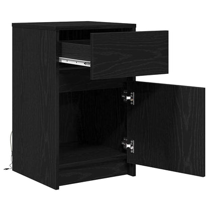 vidaXL LED Bedside Cabinet 2 pcs Black oak 38 x 34 x 61 cm