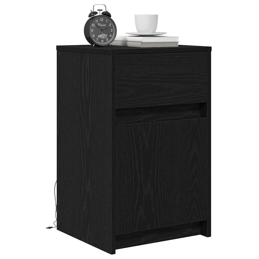 vidaXL LED Bedside Cabinet 2 pcs Black oak 38 x 34 x 61 cm