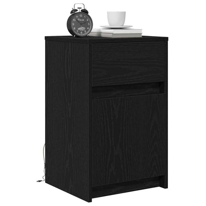 vidaXL LED Bedside Cabinet 2 pcs Black oak 38 x 34 x 61 cm