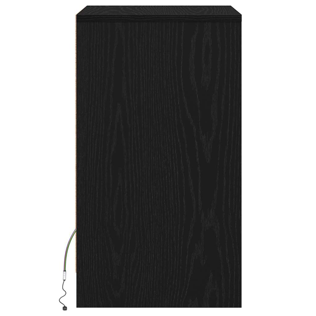 vidaXL LED Bedside Cabinet 2 pcs Black oak 38 x 34 x 61 cm