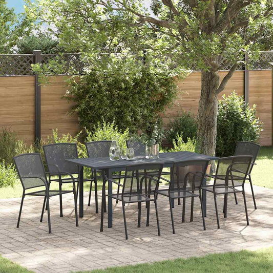 vidaXL Garden Dining Set 9 pcs Anthracite Powder-coated Steel