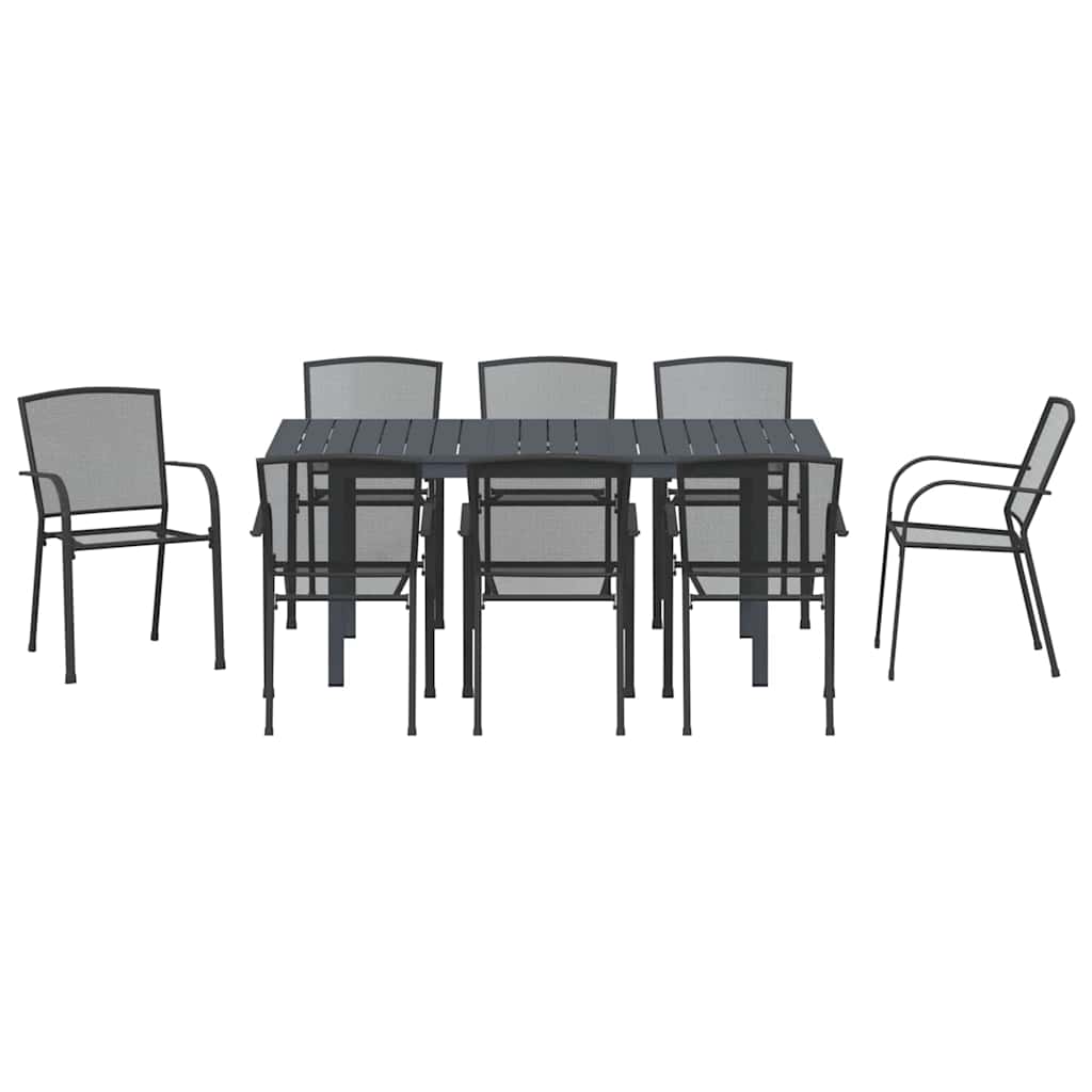 vidaXL Garden Dining Set 9 pcs Anthracite Powder-coated Steel