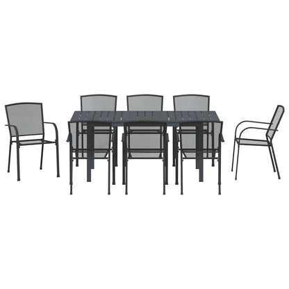 vidaXL Garden Dining Set 9 pcs Anthracite Powder-coated Steel