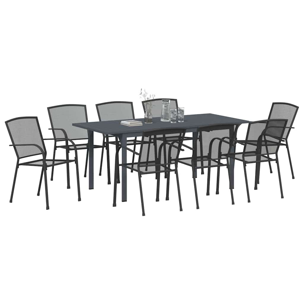 vidaXL Garden Dining Set 9 pcs Anthracite Powder-coated Steel