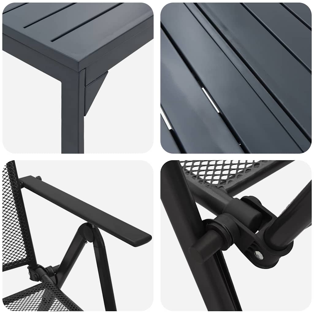vidaXL Garden Dining Set 7 pcs Anthracite Powder-coated Steel