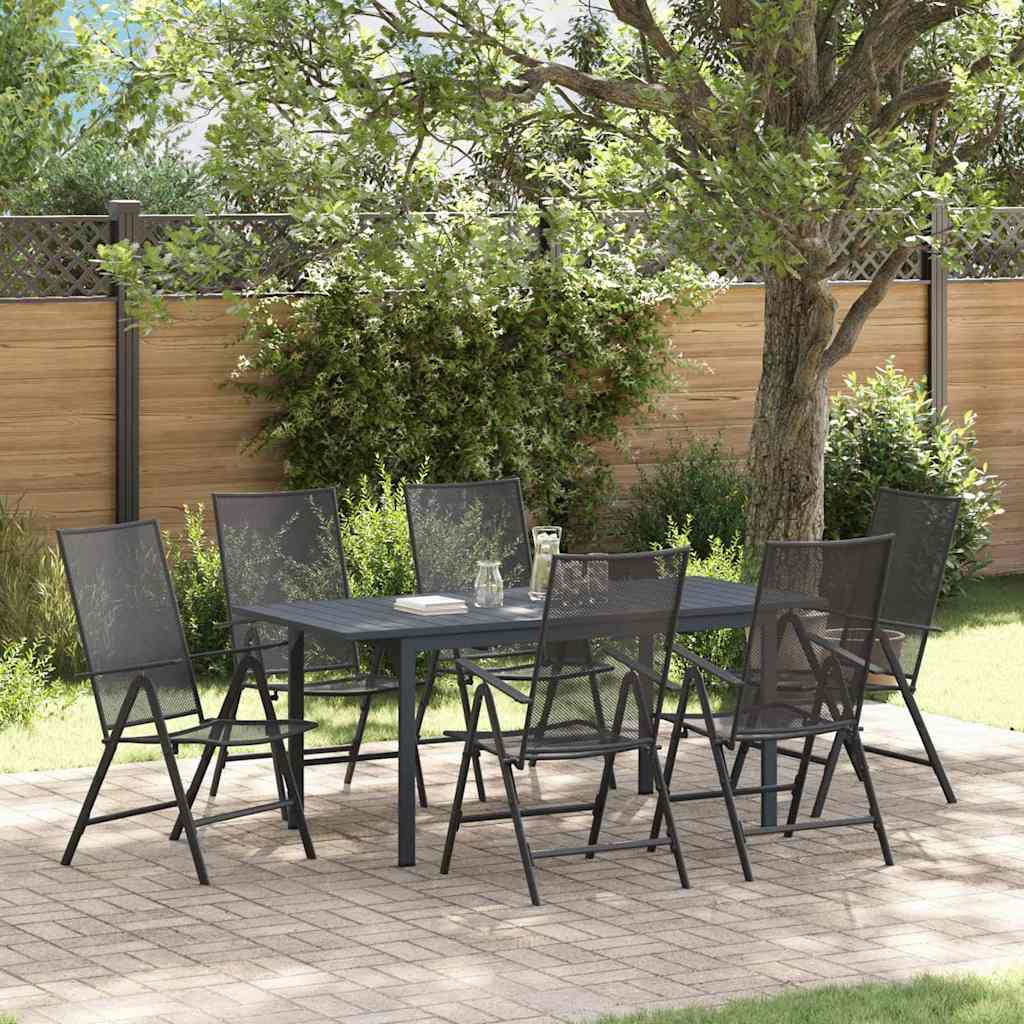 vidaXL Garden Dining Set 7 pcs Anthracite Powder-coated Steel