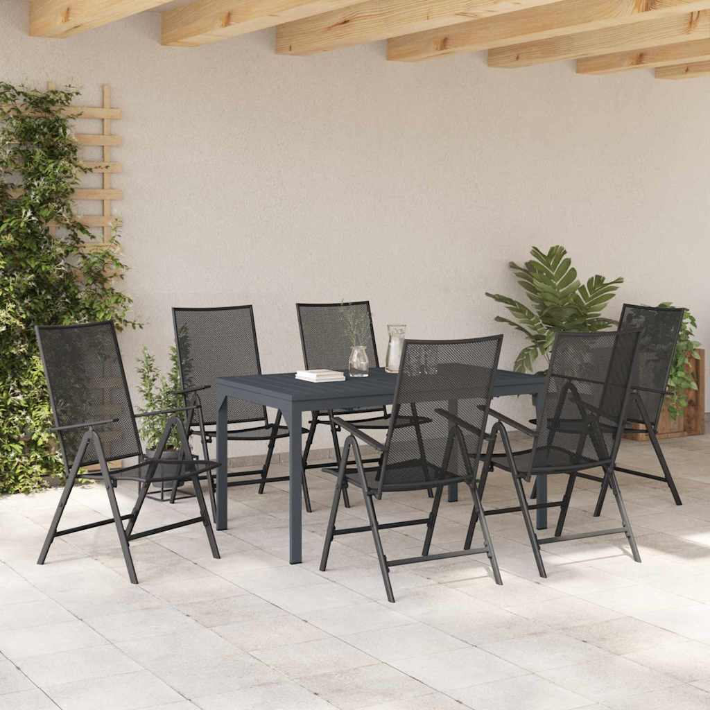 vidaXL Garden Dining Set 7 pcs Anthracite Powder-coated Steel