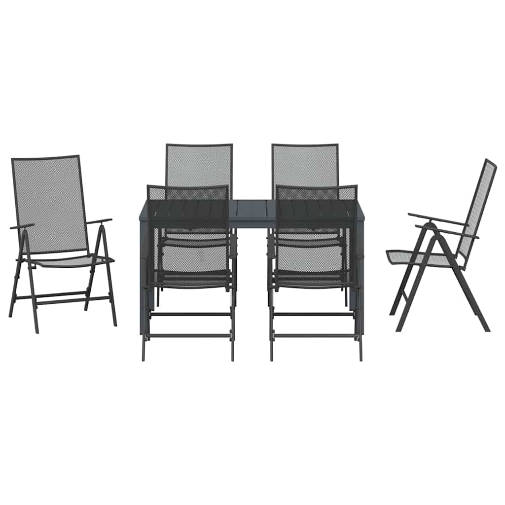 vidaXL Garden Dining Set 7 pcs Anthracite Powder-coated Steel