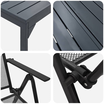 vidaXL Garden Dining Set 9 pcs Anthracite Powder-coated Steel
