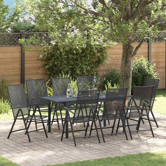 vidaXL Garden Dining Set 9 pcs Anthracite Powder-coated Steel