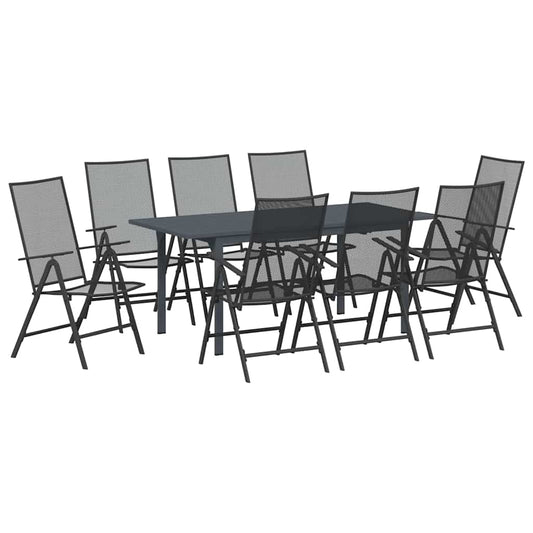 vidaXL Garden Dining Set 9 pcs Anthracite Powder-coated Steel