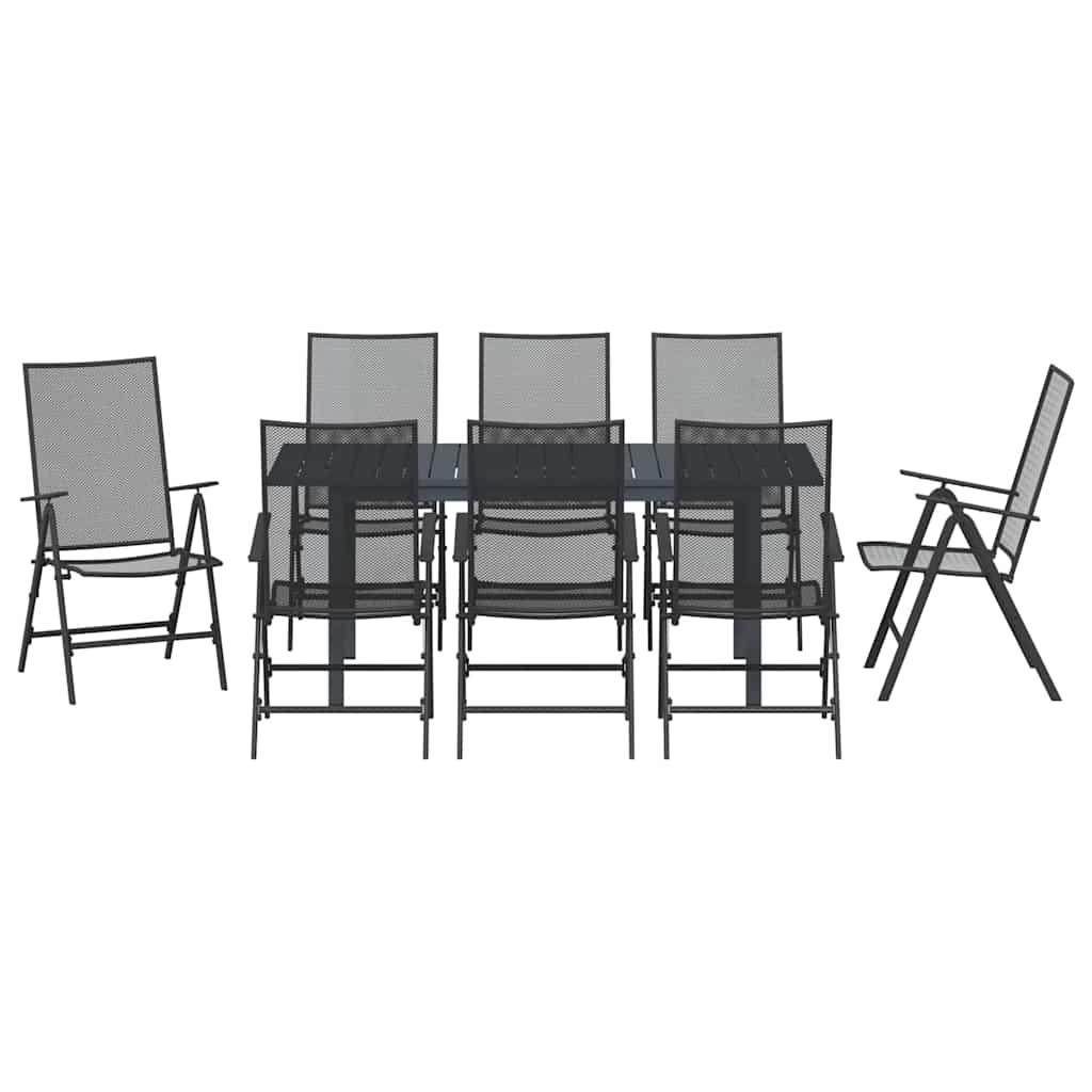 vidaXL Garden Dining Set 9 pcs Anthracite Powder-coated Steel