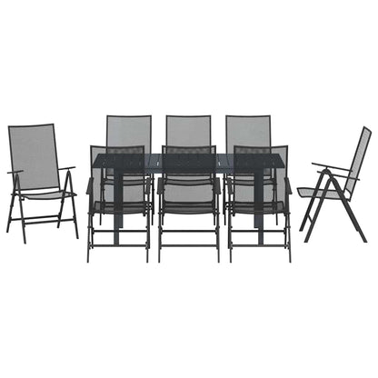 vidaXL Garden Dining Set 9 pcs Anthracite Powder-coated Steel
