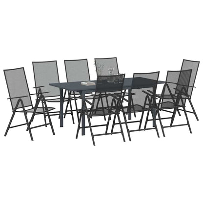 vidaXL Garden Dining Set 9 pcs Anthracite Powder-coated Steel