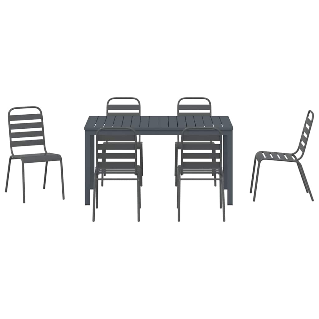 vidaXL Garden Dining Set 7 pcs Anthracite Powder-coated Steel