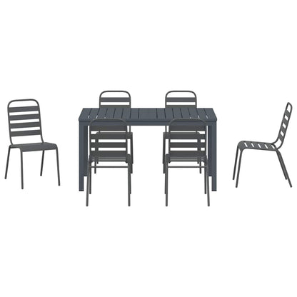 vidaXL Garden Dining Set 7 pcs Anthracite Powder-coated Steel