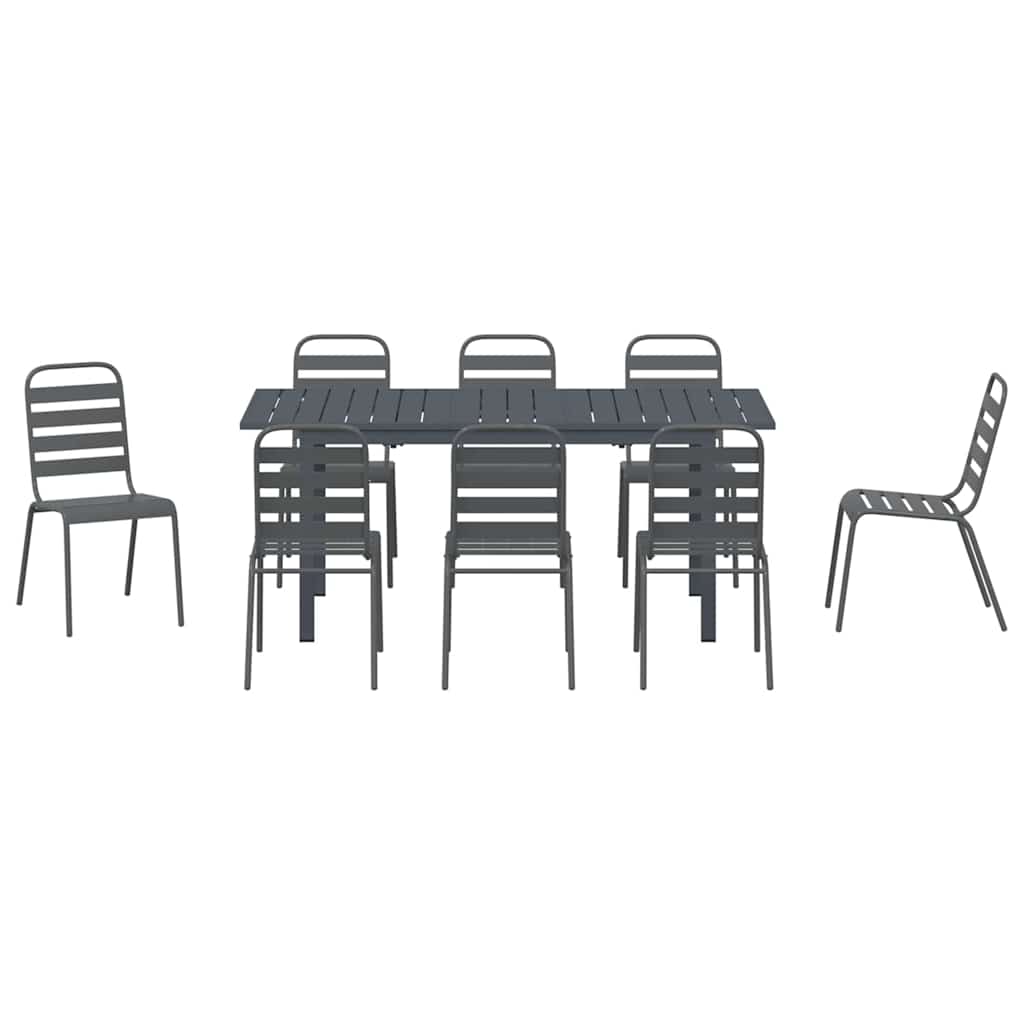 vidaXL Garden Dining Set 9 pcs Anthracite Powder-coated Steel