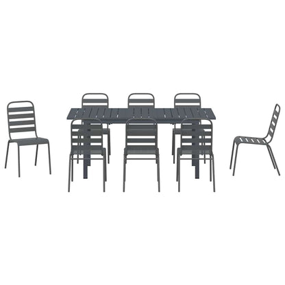 vidaXL Garden Dining Set 9 pcs Anthracite Powder-coated Steel