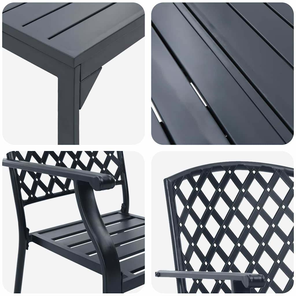 vidaXL Garden Dining Set 7 pcs Anthracite Powder-coated Steel