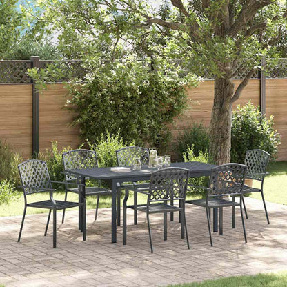 vidaXL Garden Dining Set 7 pcs Anthracite Powder-coated Steel