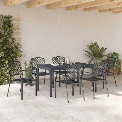 vidaXL Garden Dining Set 7 pcs Anthracite Powder-coated Steel