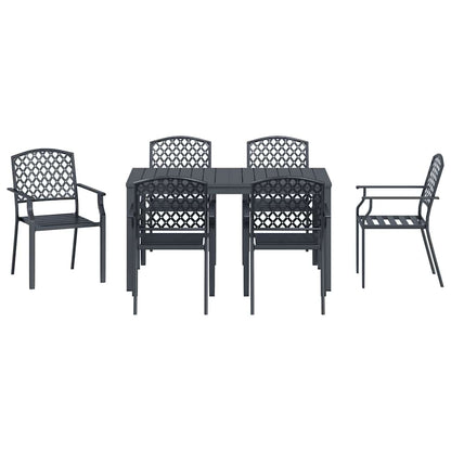 vidaXL Garden Dining Set 7 pcs Anthracite Powder-coated Steel