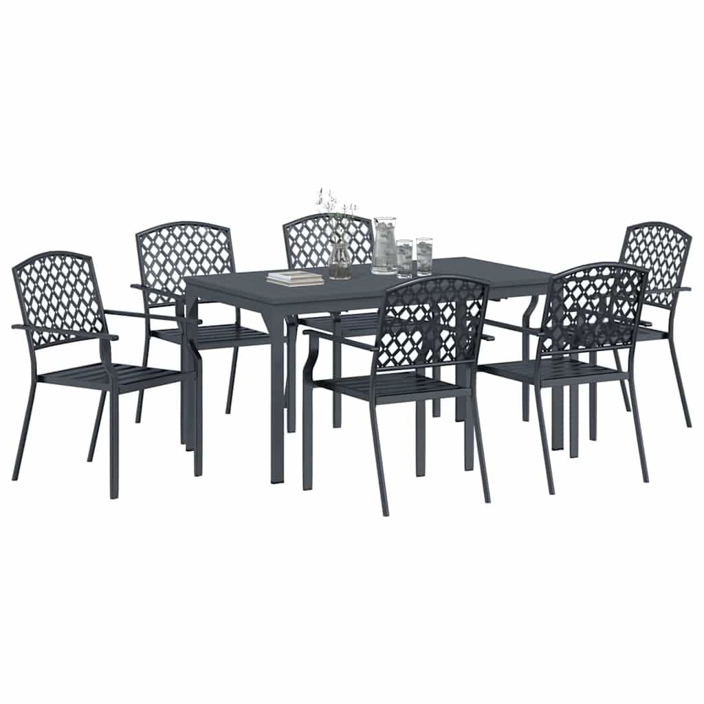 vidaXL Garden Dining Set 7 pcs Anthracite Powder-coated Steel