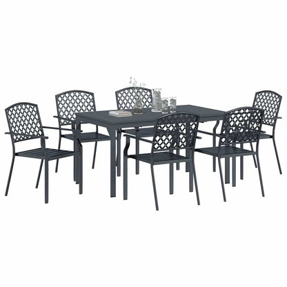 vidaXL Garden Dining Set 7 pcs Anthracite Powder-coated Steel