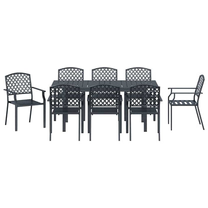 vidaXL Garden Dining Set 9 pcs Anthracite Powder-coated Steel