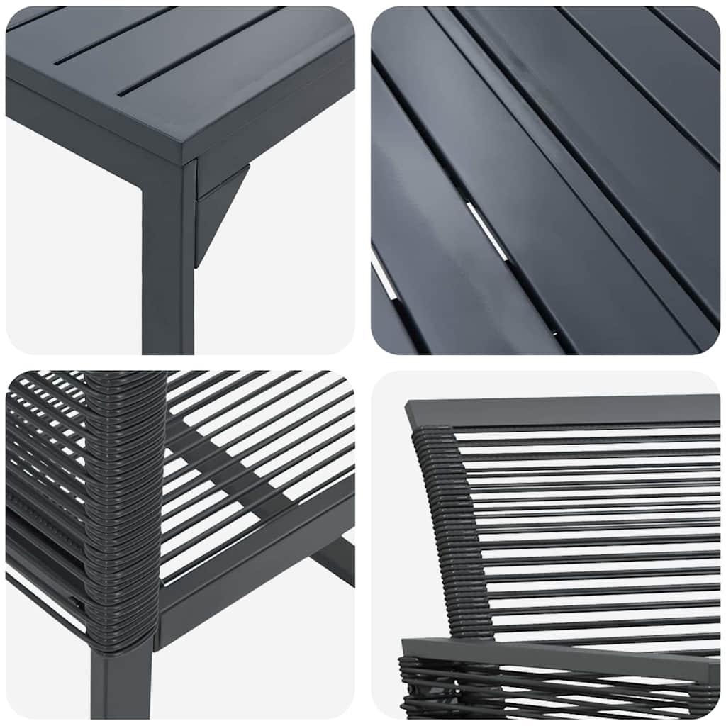 vidaXL Garden Dining Set 7 pcs Black Poly Rattan