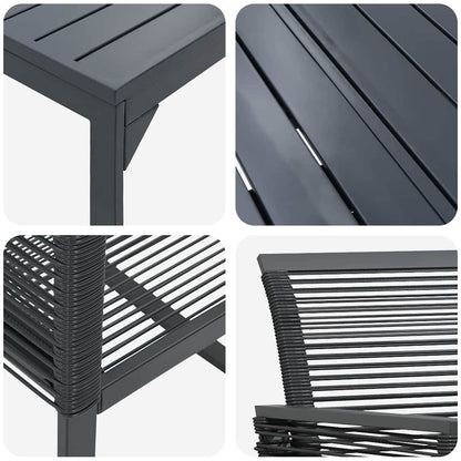 vidaXL Garden Dining Set 7 pcs Black Poly Rattan