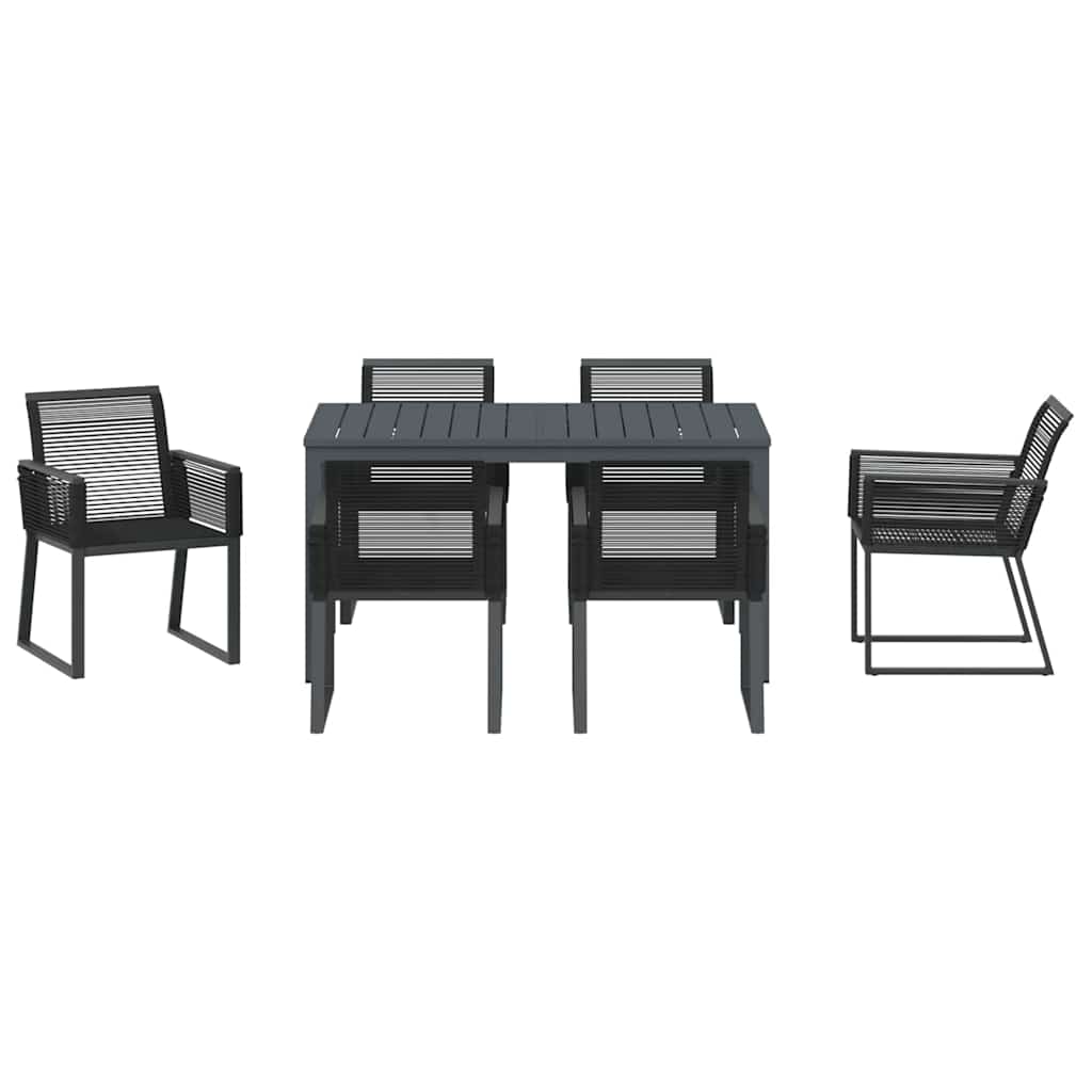 vidaXL Garden Dining Set 7 pcs Black Poly Rattan