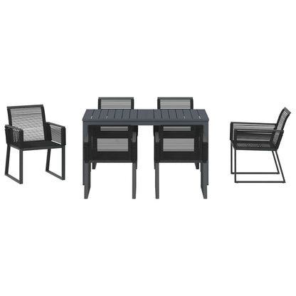 vidaXL Garden Dining Set 7 pcs Black Poly Rattan