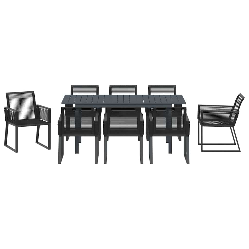 vidaXL Garden Dining Set 9 pcs Black Poly Rattan