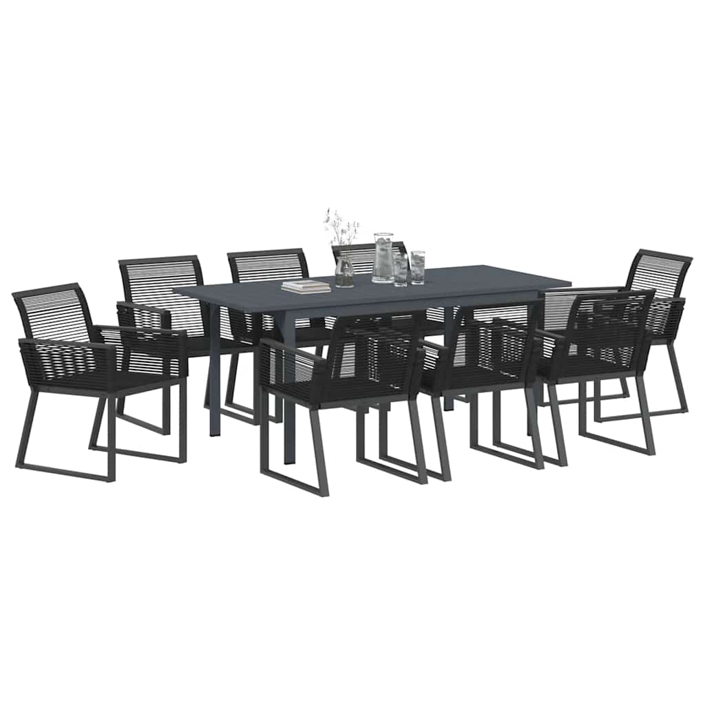 vidaXL Garden Dining Set 9 pcs Black Poly Rattan