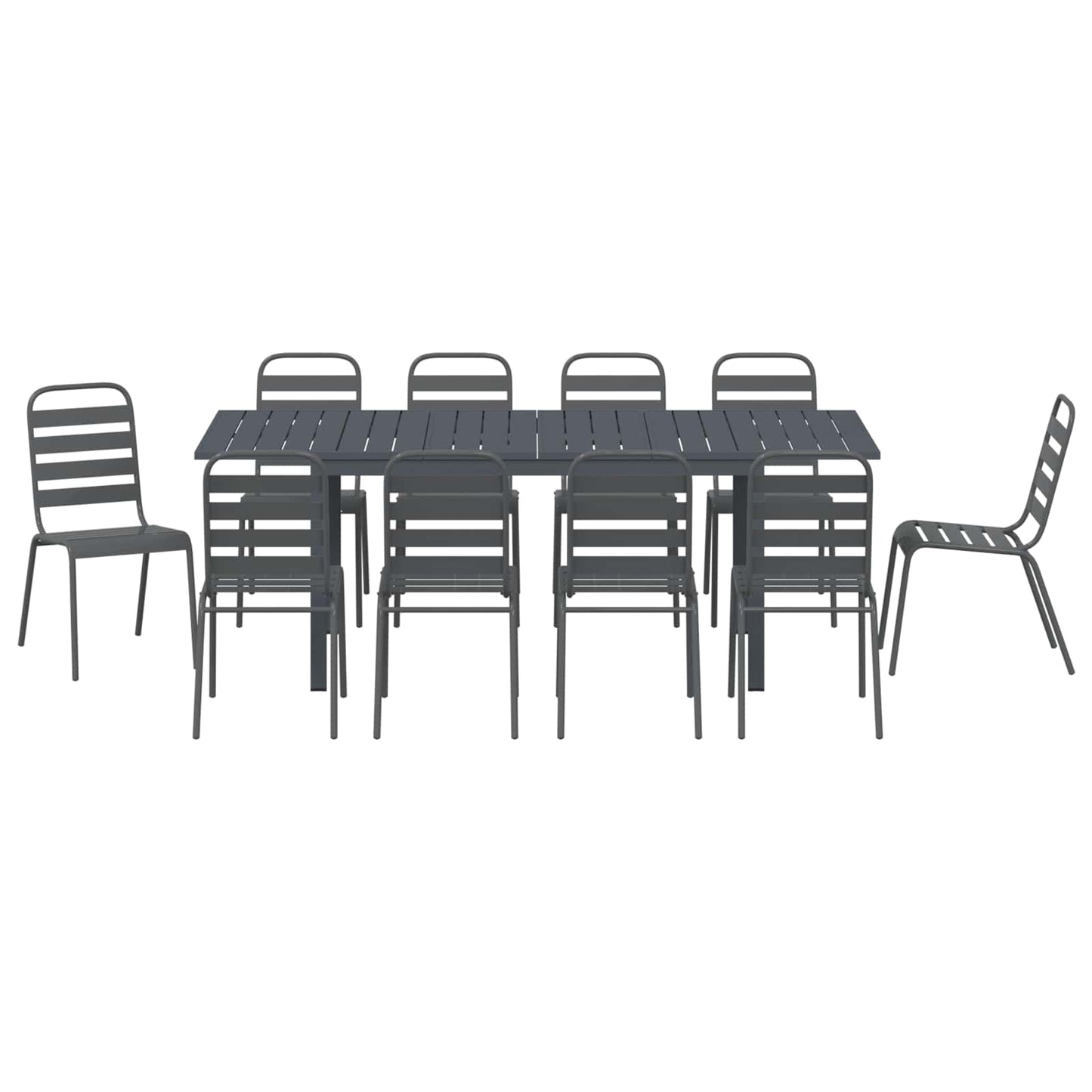 vidaXL Garden Dining Set 11 pcs Anthracite Powder-coated Steel