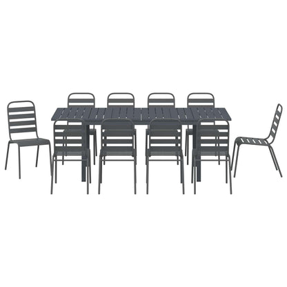 vidaXL Garden Dining Set 11 pcs Anthracite Powder-coated Steel
