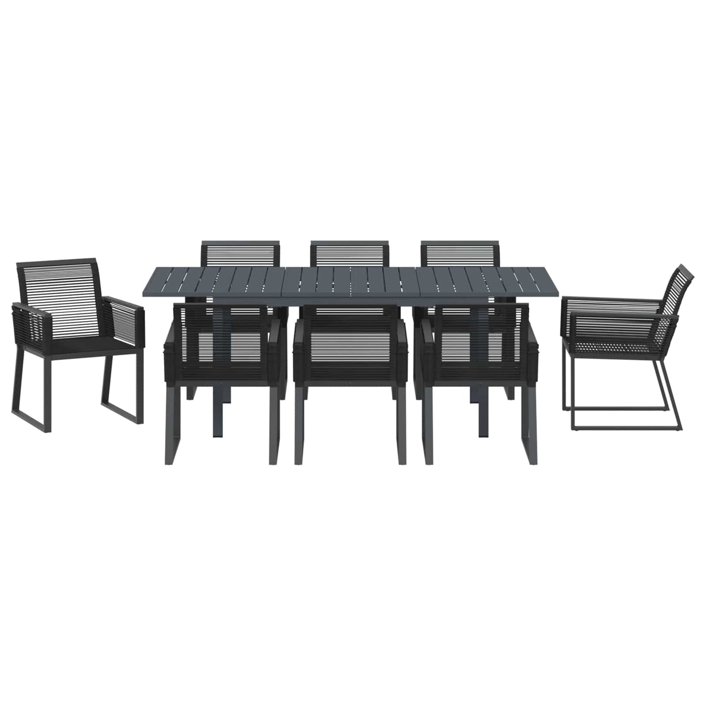 vidaXL Garden Dining Set 9 pcs Black Poly Rattan