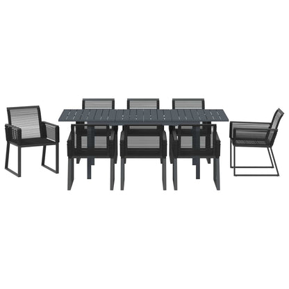 vidaXL Garden Dining Set 9 pcs Black Poly Rattan
