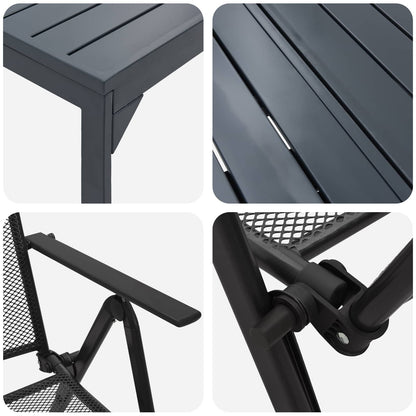 vidaXL Garden Dining Set Folding 9 pcs Anthracite Steel