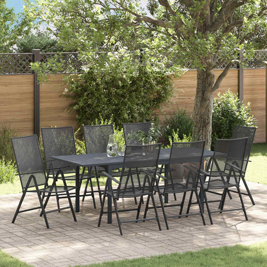 vidaXL Garden Dining Set Folding 9 pcs Anthracite Steel